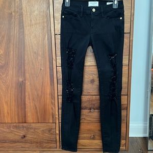 Frame, distressed black jeans